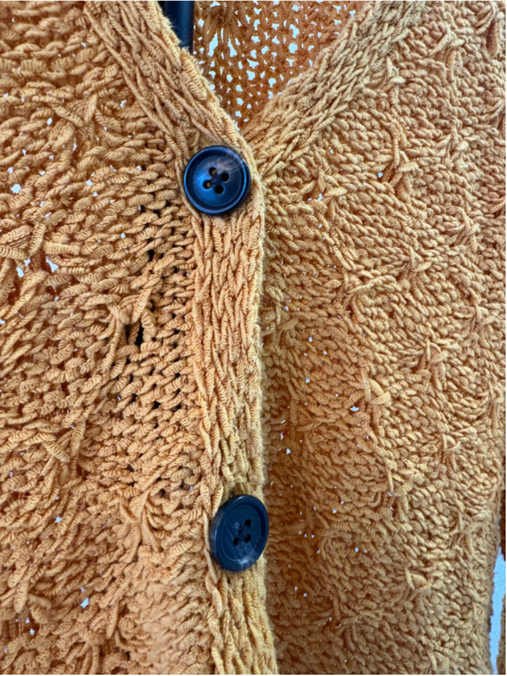 American Eagle Pointelle Knit 3-Button Cardigan Marigold Slouchy Size Small - Picture 3 of 12